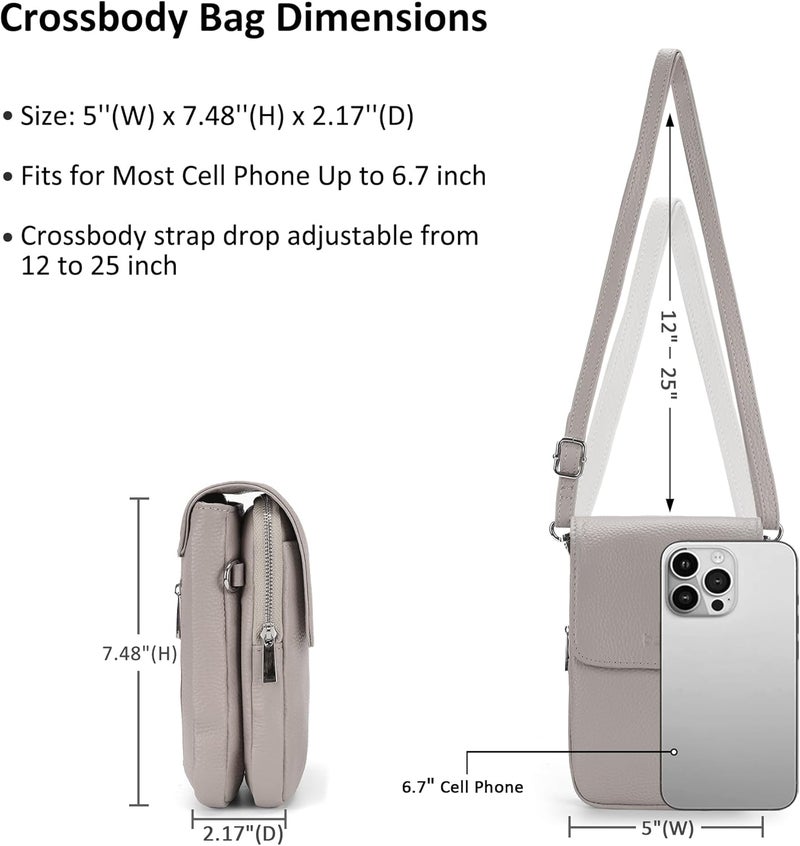 befen Genuine Leather Small Crossbody Bags for Women, Cell Phone Cross body Purse Bag with RFID Blocking Card Slots - Image 3